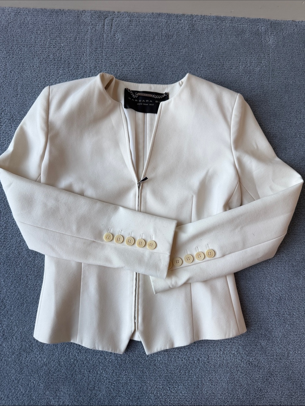 Barbara Bui Off-White Zip-Front Tailored Blazer